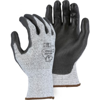35-1500 Majestic® Cut-Less Watchdog 13-gauge speckled Seamless Knit Glove with black Polyurethane Palm Coating